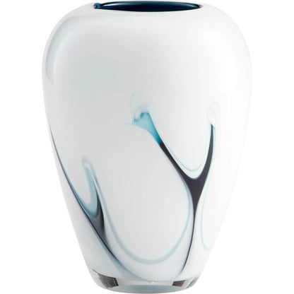 Deep Sky Vase by Cyan Design in blue, white. Made from glass in a coastal style.