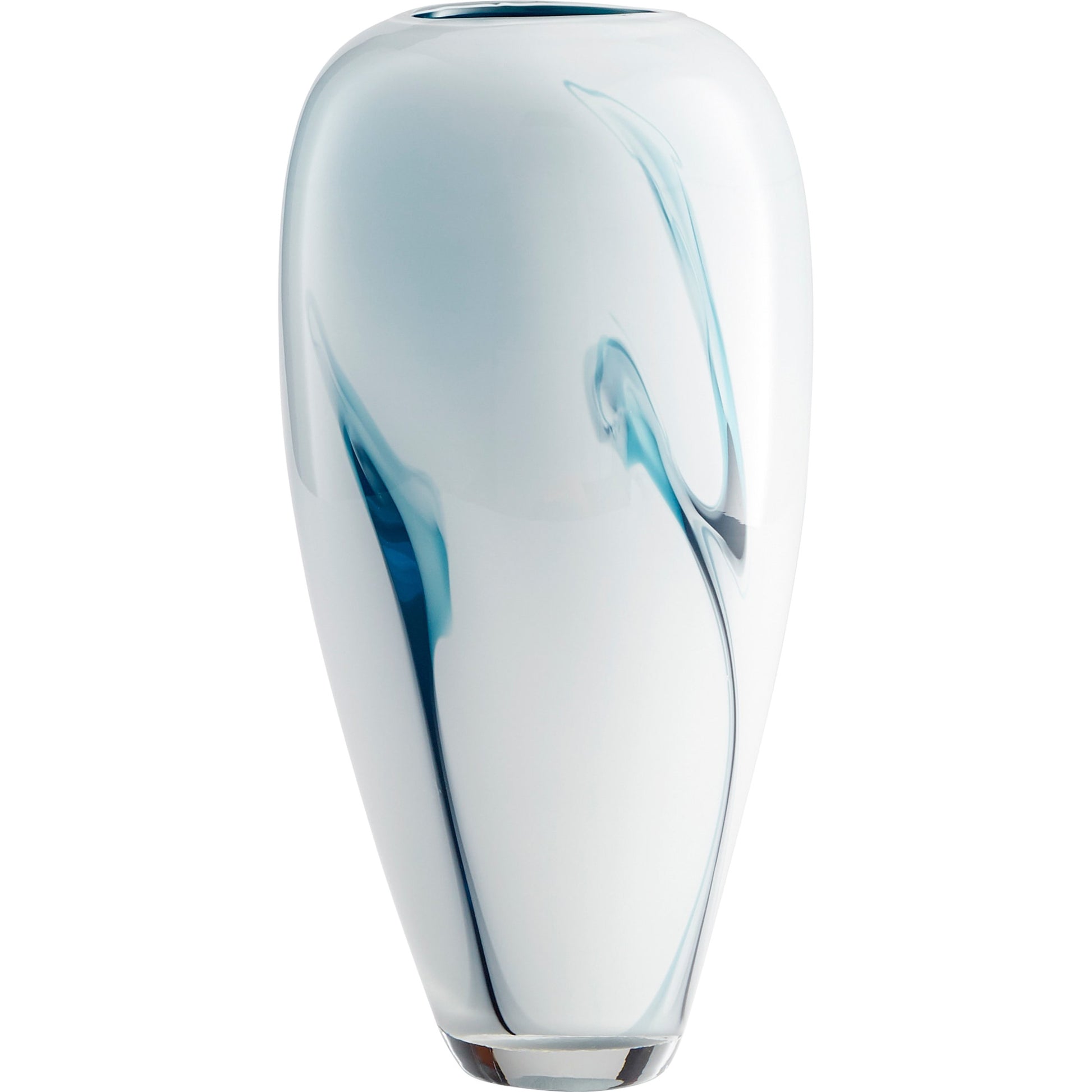 Deep Sky Vase by Cyan Design in blue, white. Made from glass in a coastal style.