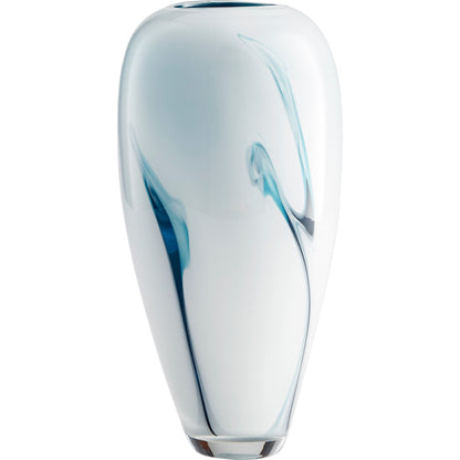 Deep Sky Vase by Cyan Design in blue, white. Made from glass in a coastal style.