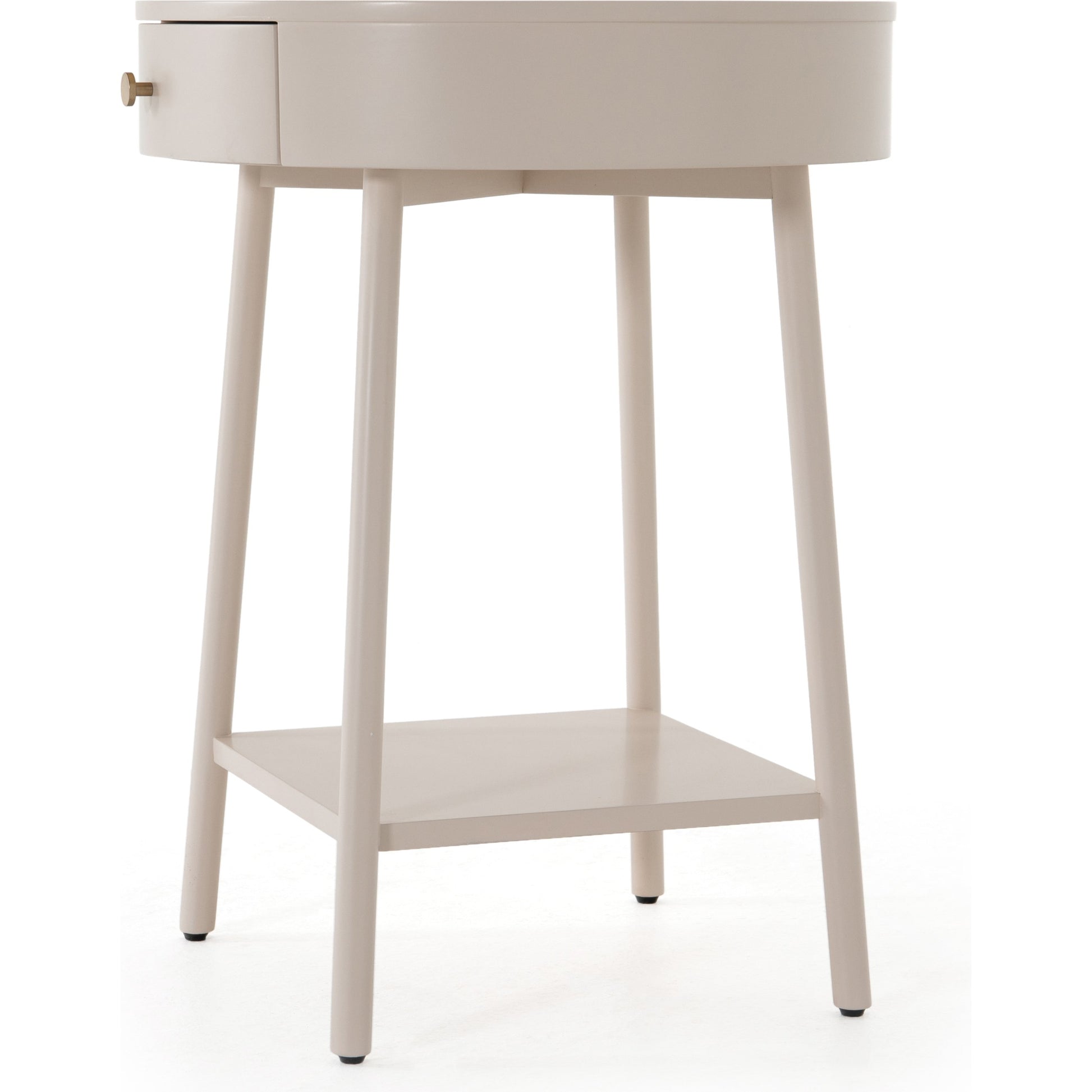 Van Nightstand by Four Hands in aged brass, matte alabaster, golden brass and matte alabaster. Made from engineered hardwood, solid parawood, iron in a modern style.