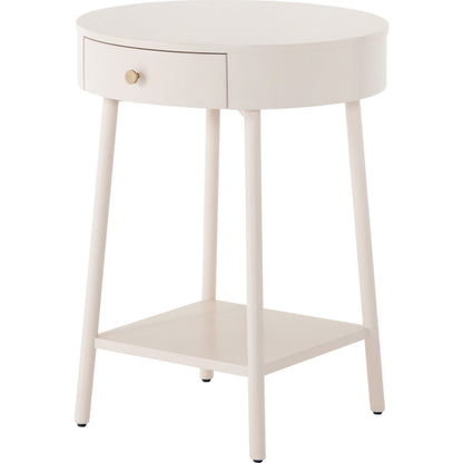 Van Nightstand by Four Hands in aged brass, matte alabaster, golden brass and matte alabaster. Made from engineered hardwood, solid parawood, iron in a modern style.