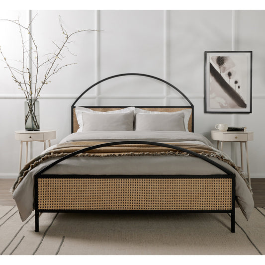 Van Nightstand by Four Hands in aged brass, matte alabaster, golden brass and matte alabaster. Made from engineered hardwood, solid parawood, iron in a modern style.