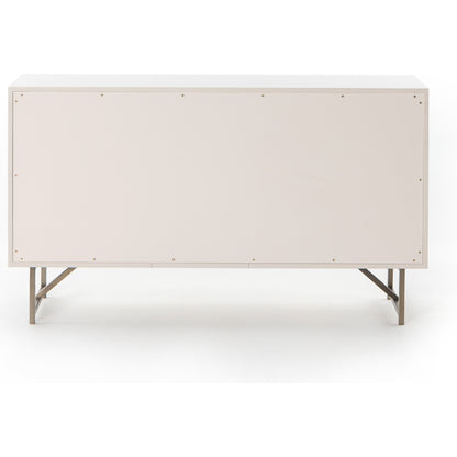 Van 7 Drawer Dresser by Four Hands in aged brass, matte alabaster, golden brass. Made from engineered hardwood, stainless steel, iron in a modern style.
