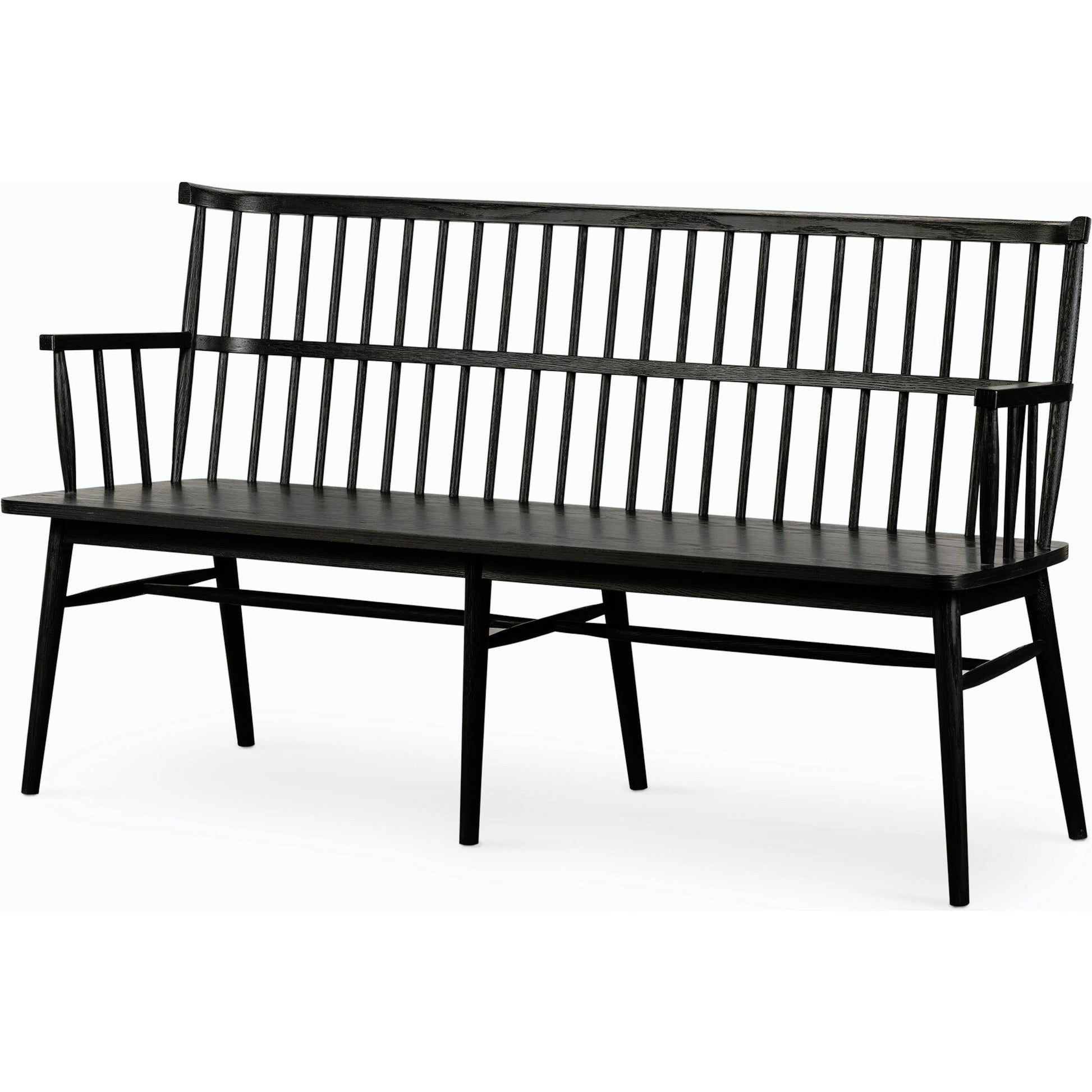 Aspen Large Bench by Four Hands in black oak. Made from solid oak, oak veneer in a cottage & farmhouse style.