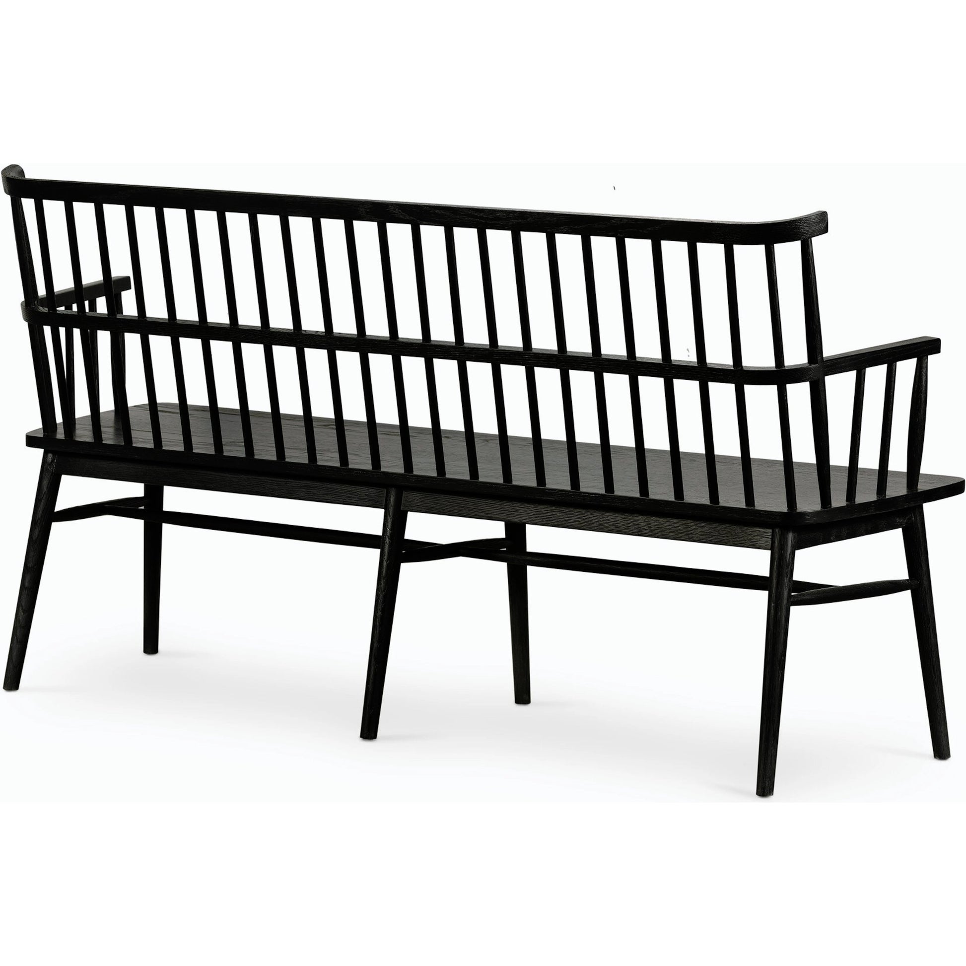 Aspen Large Bench by Four Hands in black oak. Made from solid oak, oak veneer in a cottage & farmhouse style.