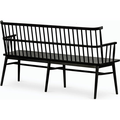 Aspen Large Bench by Four Hands in black oak. Made from solid oak, oak veneer in a cottage & farmhouse style.