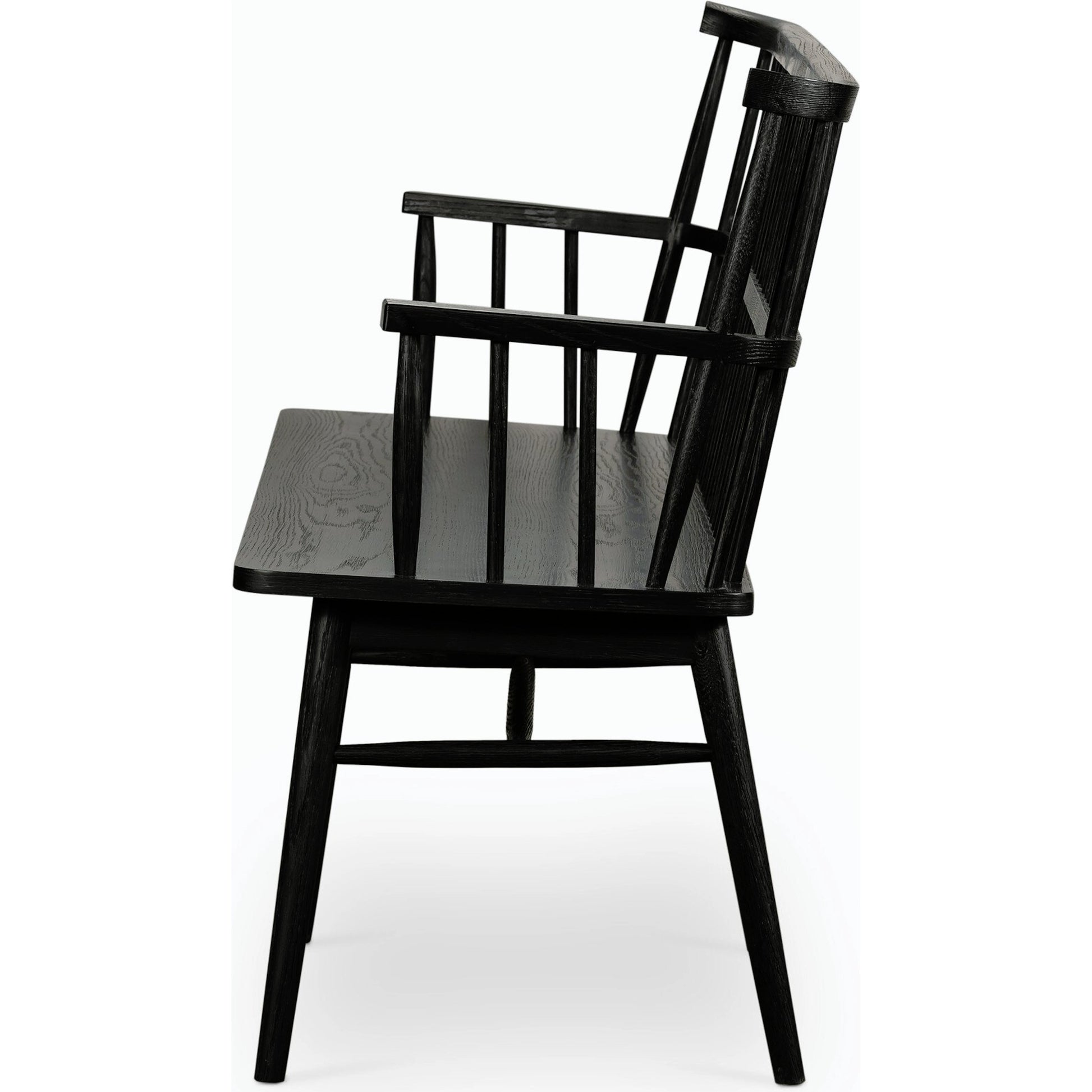 Aspen Large Bench by Four Hands in black oak. Made from solid oak, oak veneer in a cottage & farmhouse style.