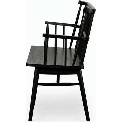 Aspen Large Bench by Four Hands in black oak. Made from solid oak, oak veneer in a cottage & farmhouse style.