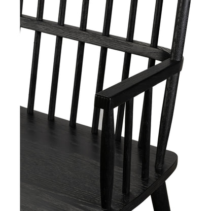 Aspen Large Bench by Four Hands in black oak. Made from solid oak, oak veneer in a cottage & farmhouse style.