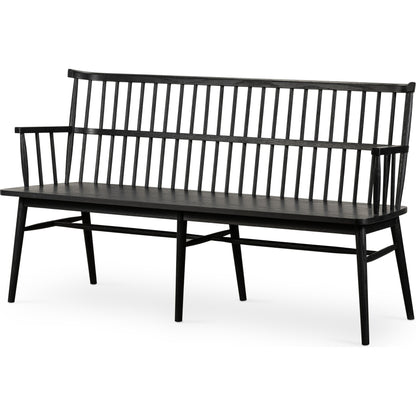 Aspen Large Bench by Four Hands in black oak. Made from solid oak, oak veneer in a cottage & farmhouse style.