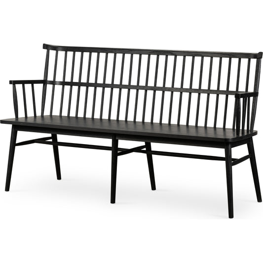 Aspen Large Bench by Four Hands in black oak. Made from solid oak, oak veneer in a cottage & farmhouse style.