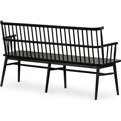 Aspen Large Bench by Four Hands in black oak. Made from solid oak, oak veneer in a cottage & farmhouse style.