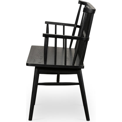 Aspen Large Bench by Four Hands in black oak. Made from solid oak, oak veneer in a cottage & farmhouse style.