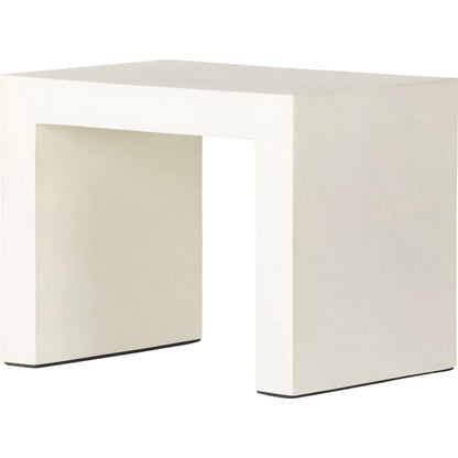 Parish Outdoor End Table by Four Hands in white. Made from concrete in a transitional style.