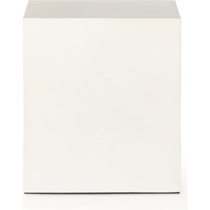 Parish Outdoor End Table by Four Hands in white. Made from concrete in a transitional style.