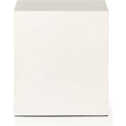 Parish Outdoor End Table by Four Hands in white. Made from concrete in a transitional style.