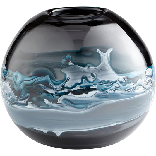 Mescolare Vase by Cyan Design in blue, white. Made from glass in a coastal style.
