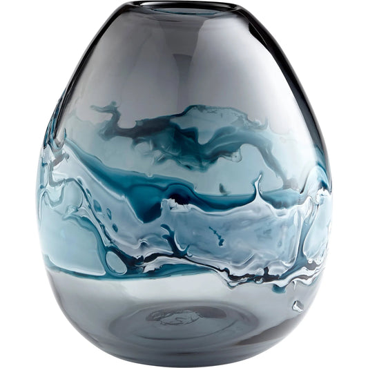 Mescolare Vase by Cyan Design in blue, white. Made from glass in a coastal style.