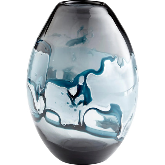 Mescolare Vase by Cyan Design in blue, white. Made from glass in a coastal style.