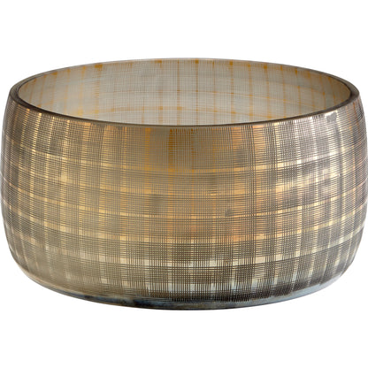 Gradient Grid Vase by Cyan Design in combed iridescent gold. Made from glass in a eclectic & global style.