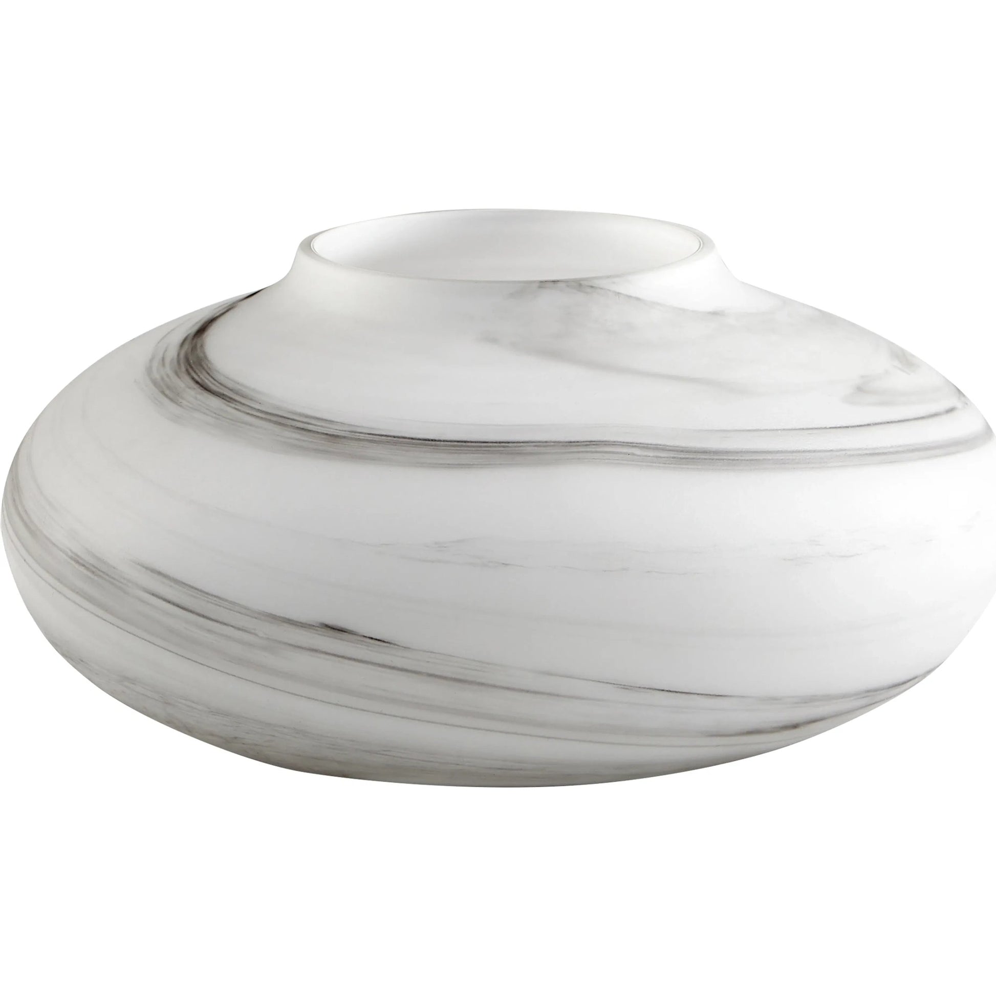 Moon Mist Vase by Cyan Design in white, black swirl. Made from glass in a modern style.