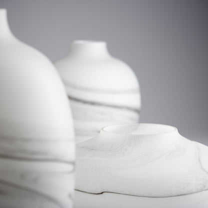 Moon Mist Vase by Cyan Design in white, black swirl. Made from glass in a modern style.