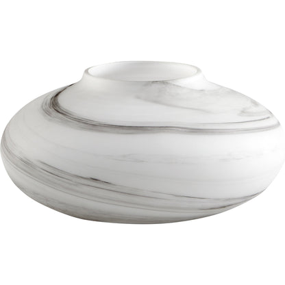 Moon Mist Vase by Cyan Design in white, black swirl. Made from glass in a modern style.
