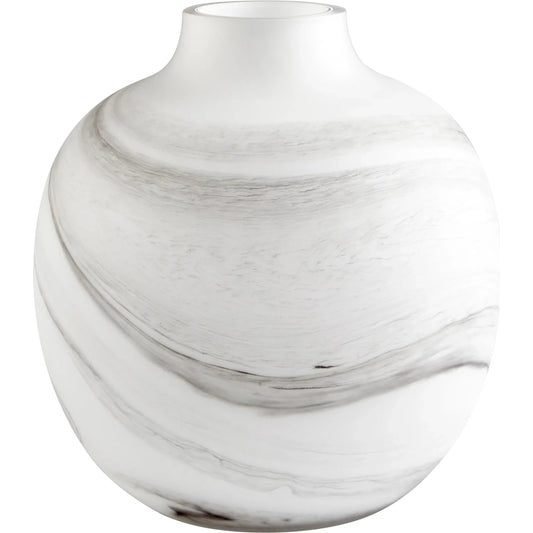 Moon Mist Vase by Cyan Design in white, black swirl. Made from glass in a modern style.
