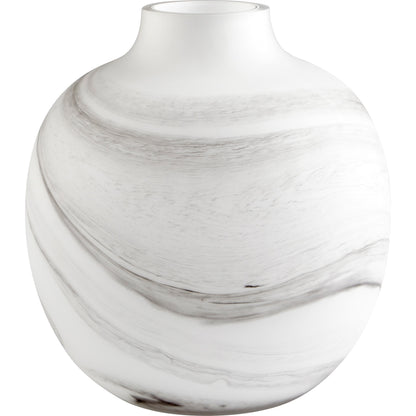 Moon Mist Vase by Cyan Design in white, black swirl. Made from glass in a modern style.