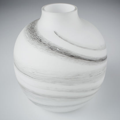 Moon Mist Vase by Cyan Design in white, black swirl. Made from glass in a modern style.