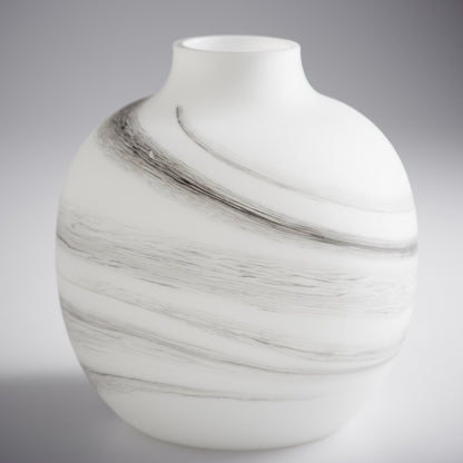 Moon Mist Vase by Cyan Design in white, black swirl. Made from glass in a modern style.