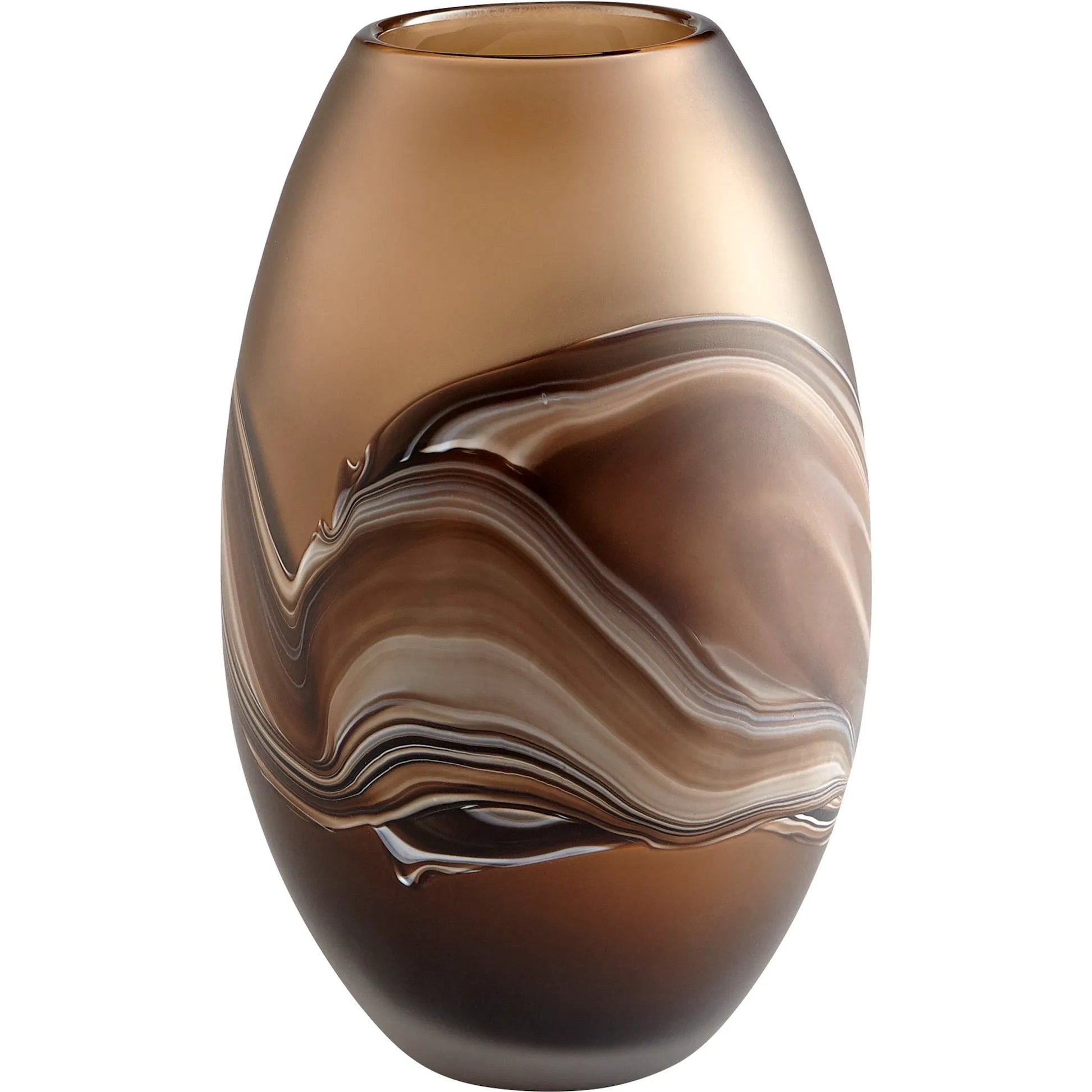 Nina Vase by Cyan Design in amber swirl. Made from glass in a modern style.