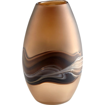 Nina Vase by Cyan Design in amber swirl. Made from glass in a modern style.
