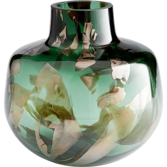Maisha Vase by Cyan Design in green, gold. Made from glass in a eclectic & global style.