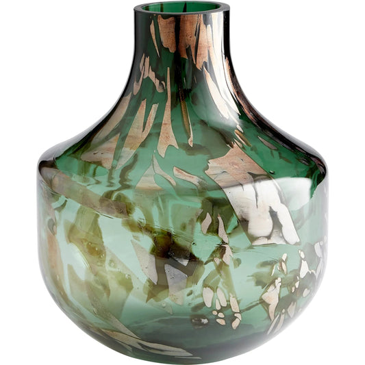 Maisha Vase by Cyan Design in green, gold. Made from glass in a eclectic & global style.