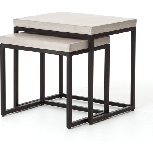 Maximus Nesting End Table by Four Hands in natural concrete, black. Made from concrete, iron in a transitional style.