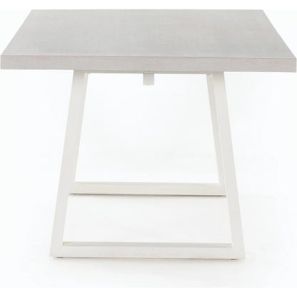 Cyrus Outdoor Dining Table by Four Hands in black, light gray. Made from lavastone composite, iron in a modern style.