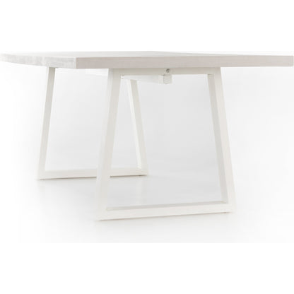 Cyrus Outdoor Dining Table by Four Hands in black, light gray. Made from lavastone composite, iron in a modern style.