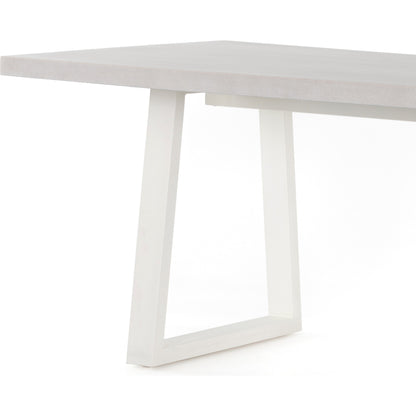 Cyrus Outdoor Dining Table by Four Hands in black, light gray. Made from lavastone composite, iron in a modern style.