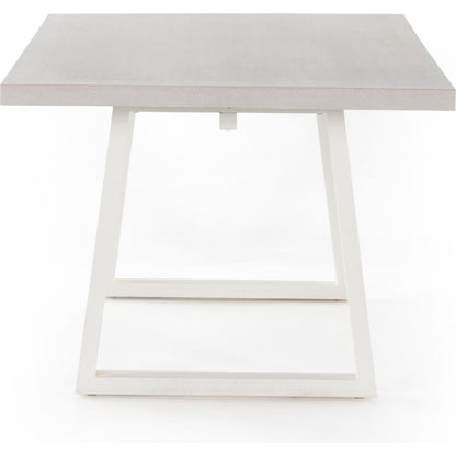 Cyrus Outdoor Dining Table by Four Hands in black, light gray. Made from lavastone composite, iron in a modern style.