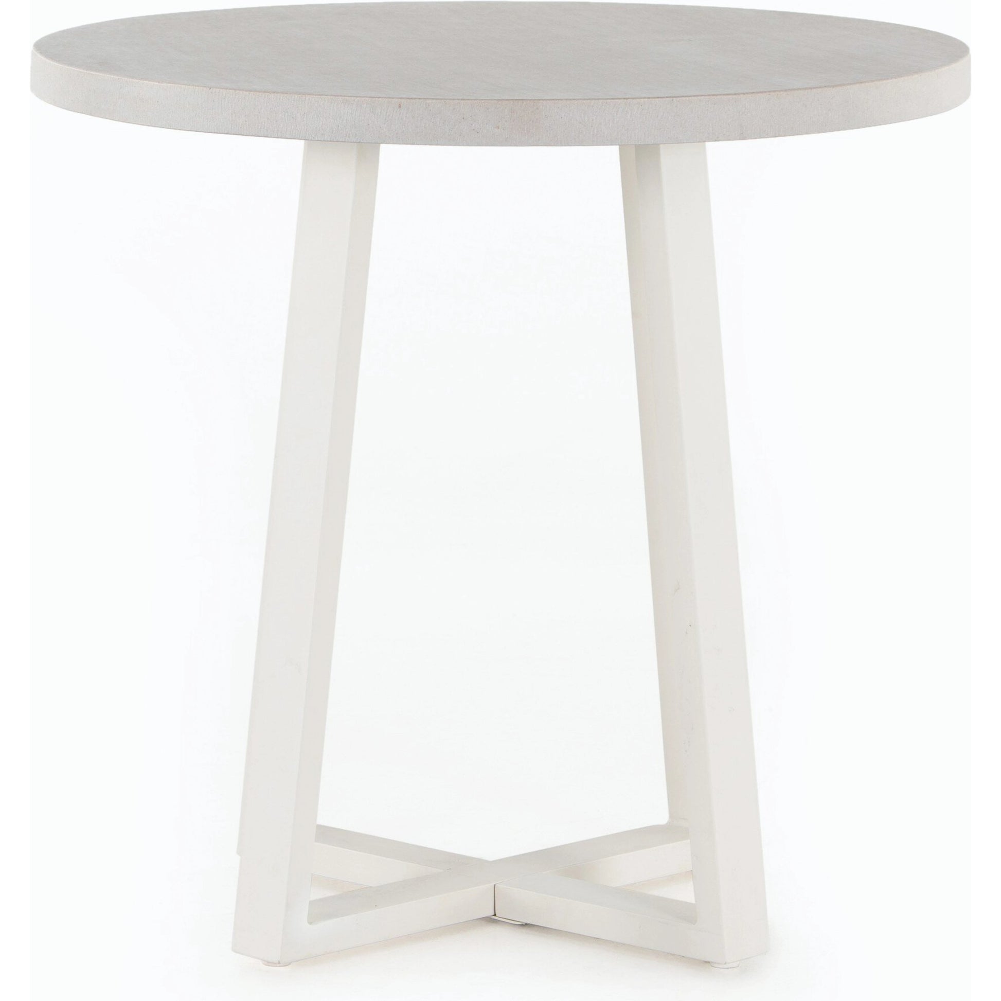Cyrus Outdoor Round Dining Table by Four Hands. Made from lavastone composite, iron in a modern style.