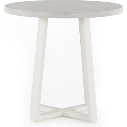 Cyrus Outdoor Round Dining Table by Four Hands. Made from lavastone composite, iron in a modern style.