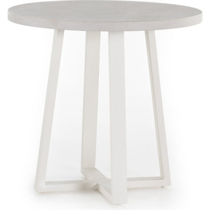 Cyrus Outdoor Round Dining Table by Four Hands. Made from lavastone composite, iron in a modern style.
