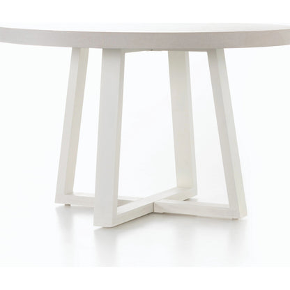 Cyrus Outdoor Round Dining Table by Four Hands. Made from lavastone composite, iron in a modern style.