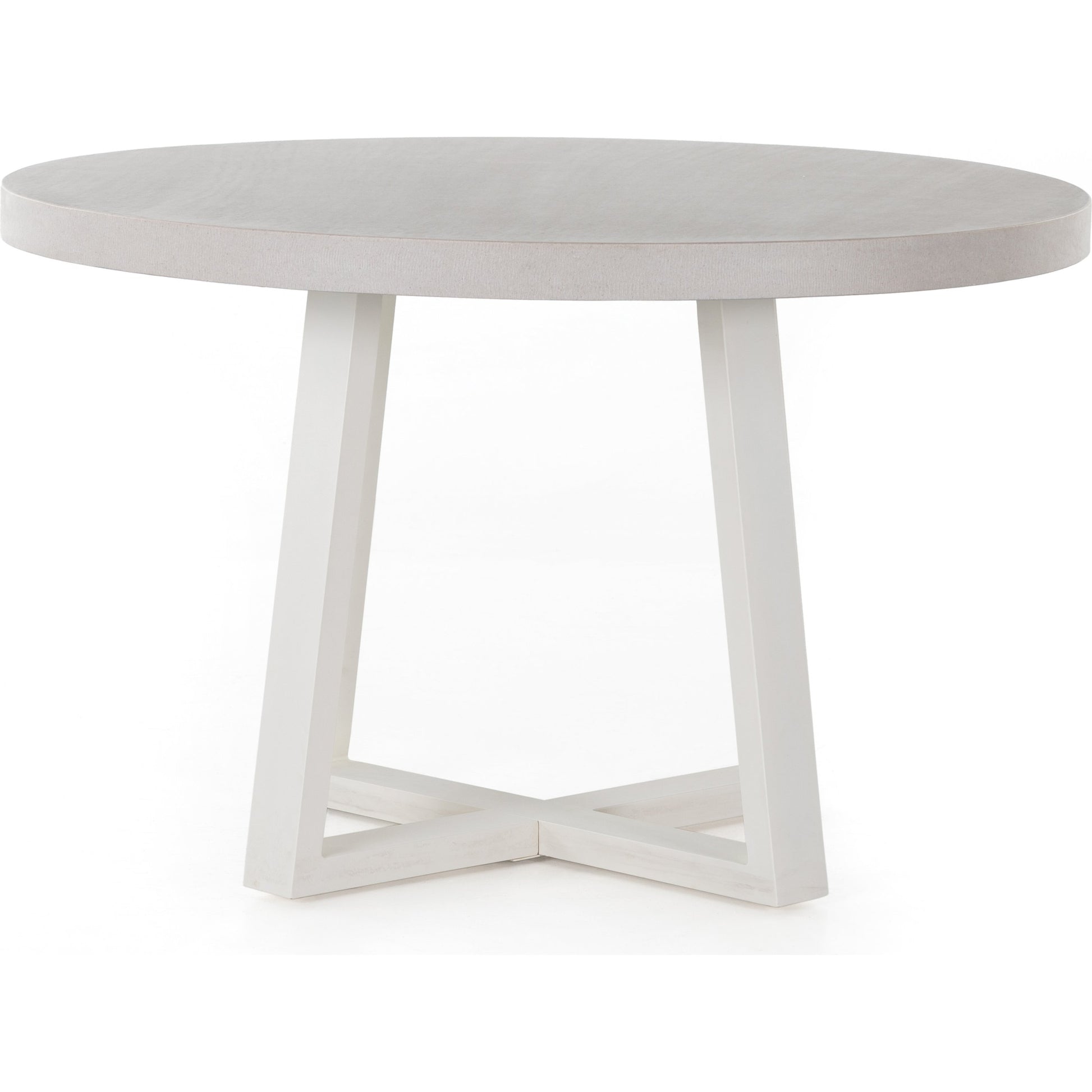 Cyrus Outdoor Round Dining Table by Four Hands. Made from lavastone composite, iron in a modern style.