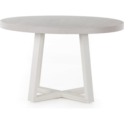 Cyrus Outdoor Round Dining Table by Four Hands. Made from lavastone composite, iron in a modern style.