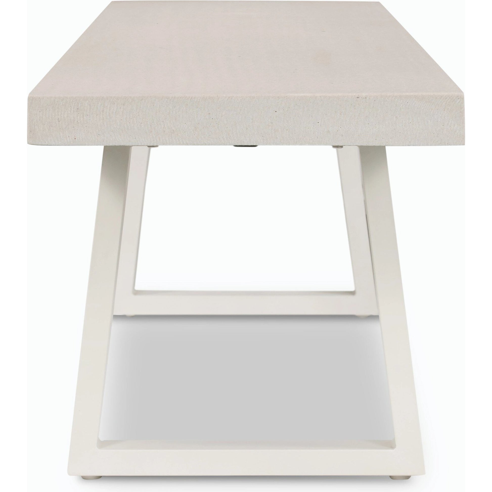 Cyrus Dining Bench by Four Hands in black and grey. Made from lavastone composite, iron in a modern style.