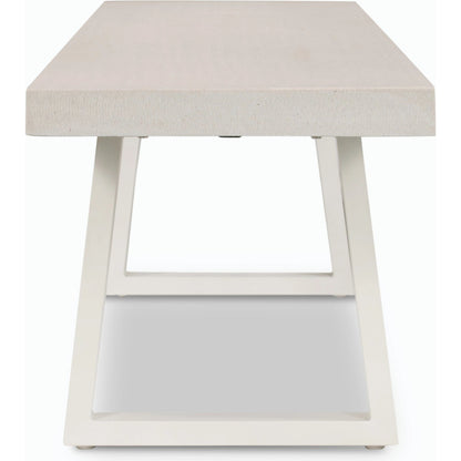 Cyrus Dining Bench by Four Hands in black and grey. Made from lavastone composite, iron in a modern style.