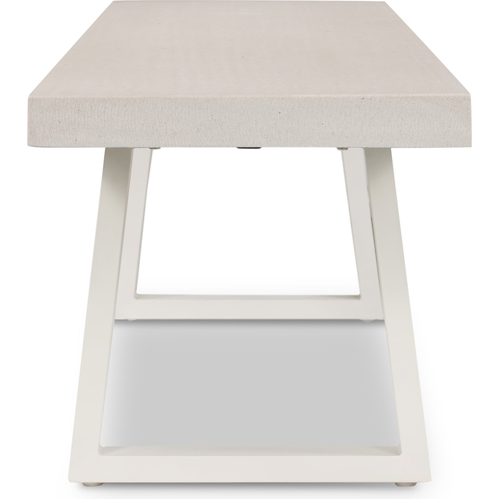 Cyrus Dining Bench by Four Hands in black and grey. Made from lavastone composite, iron in a modern style.