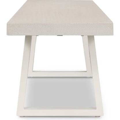 Cyrus Dining Bench by Four Hands in black and grey. Made from lavastone composite, iron in a modern style.